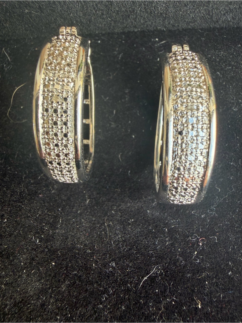 Rhodium 1ctw Pavé Diamond Hoop Earrings - Sparkling Silver Hoop Earrings
